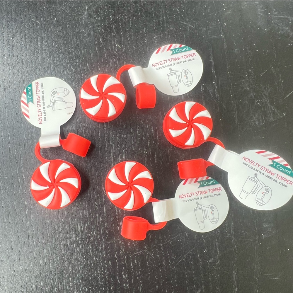 NEW Target Bullseyes Playground Christmas 2024 Set of 4 Peppermint Straw Toppers
